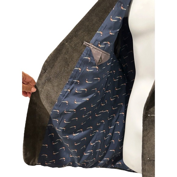 Chaps Mens Blazer Sport Coat Brown Corduroy‎ Elbow Patches 48L Long - Picture 1 of 12